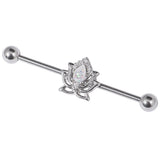 Steel Externally Threaded Opal Lotus Flower Industrial Scaffold Barbell IND52