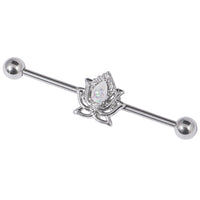 Steel Opal Lotus Flower Industrial Scaffold Barbell IND52