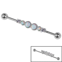 Steel Opal Jewelled Industrial Scaffold Barbell IND53