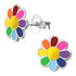 Sterling Silver Rainbow Flower Ear Stud Earrings ES63
