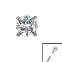 Titanium Claw Set Round CZ Jewel for Internal Thread shafts in 1.2mm