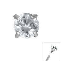 Titanium Claw Set Round CZ Jewel for Internal Thread shafts in 1.2mm