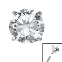 Titanium Claw Set Round CZ Jewel for Internal Thread shafts in 1.2mm