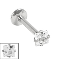 Steel Internally Threaded Claw Set Square Jewelled Labrets 1.2mm