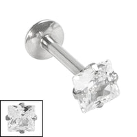 Steel Internally Threaded Claw Set Square Jewelled Labrets 1.2mm