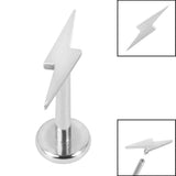 Titanium Internally Threaded Labrets 1.2mm - Steel Lightning Bolt