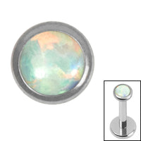Titanium Bezel Set Opal Disk for Internal Thread shafts in 1.2mm