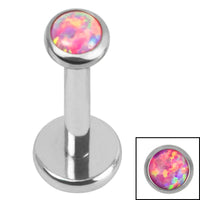 Titanium Internally Threaded Labrets 1.2mm - Titanium Bezel Set Opal Disk