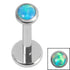 Titanium Internally Threaded Labrets 1.2mm - Titanium Bezel Set Opal Disk