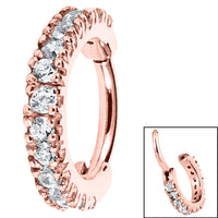 Steel 2.2mm Pave Set Jewelled Edge Hinged Clicker Ring