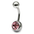 Titanium Single Jewelled Belly Bars 14mm Mirror Polish