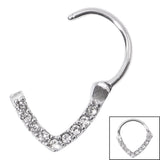 Steel Jewelled V-Shape Hinged Clicker Ring