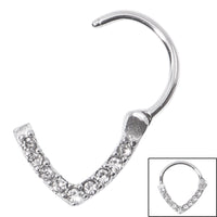Steel Jewelled V-Shape Hinged Clicker Ring