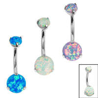 Belly Bar - Titanium Internal Thread Claw Set Opal