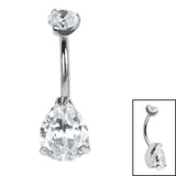 Belly Bar - Titanium Internal Thread Claw Set Jewelled Pear