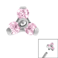 Titanium Claw Set CZ Jewelled Mini Trinity for Internal Thread shafts in 1.2mm