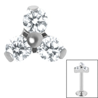 Titanium Claw Set CZ Jewelled Trinity for Internal Thread shafts in 1.2mm