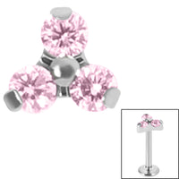 Titanium Claw Set CZ Jewelled Trinity for Internal Thread shafts in 1.2mm