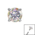 Titanium Claw Set Round CZ Jewel for Internal Thread shafts in 1.2mm