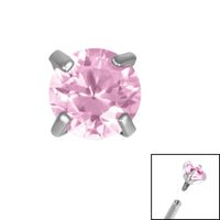 Titanium Claw Set Round CZ Jewel for Internal Thread shafts in 1.2mm