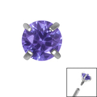 Titanium Claw Set Round CZ Jewel for Internal Thread shafts in 1.2mm