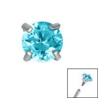 Titanium Claw Set Round CZ Jewel for Internal Thread shafts in 1.2mm