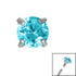 Titanium Claw Set Round CZ Jewel for Internal Thread shafts in 1.2mm