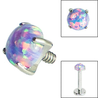 Titanium Claw Set Round Synth Opal Top for Internal Thread shafts in 1.2mm