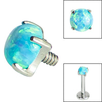 Titanium Claw Set Round Synth Opal Top for Internal Thread shafts in 1.2mm