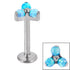 Titanium Internally Threaded Labrets 1.2mm - Titanium Claw Set Synth Opal Trinity