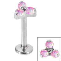 Titanium Internally Threaded Labrets 1.2mm - Titanium Claw Set Synth Opal Trinity