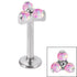 Titanium Internally Threaded Labrets 1.2mm - Titanium Claw Set Synth Opal Trinity