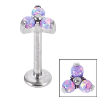 Titanium Internally Threaded Labrets 1.2mm - Titanium Claw Set Synth Opal Trinity