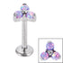 Titanium Internally Threaded Labrets 1.2mm - Titanium Claw Set Synth Opal Trinity