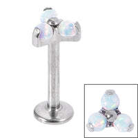 Titanium Internally Threaded Labrets 1.2mm - Titanium Claw Set Synth Opal Trinity