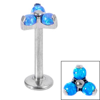 Titanium Internally Threaded Labrets 1.2mm - Titanium Claw Set Synth Opal Trinity
