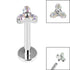 Titanium Internally Threaded Labrets 1.2mm - Titanium Claw Set CZ Jewelled Mini Trinity