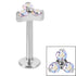 Titanium Internally Threaded Labrets 1.2mm - Titanium Claw Set CZ Jewelled Trinity