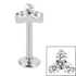 Titanium Internally Threaded Labrets 1.2mm - Titanium Claw Set CZ Jewelled Trinity