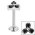 Titanium Internally Threaded Labrets 1.2mm - Titanium Claw Set CZ Jewelled Trinity