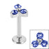 Titanium Internally Threaded Labrets 1.2mm - Titanium Claw Set CZ Jewelled Trinity