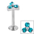 Titanium Internally Threaded Labrets 1.2mm - Titanium Claw Set CZ Jewelled Trinity