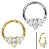 Titanium Hinged Claw Set Marquise Fan Hinge Ring