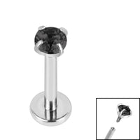 Titanium Internally Threaded Labrets 1.2mm - 3mm Titanium Claw Set Round CZ Jewel