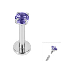 Titanium Internally Threaded Labrets 1.2mm - 3mm Titanium Claw Set Round CZ Jewel