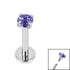 Titanium Internally Threaded Labrets 1.2mm - 3mm Titanium Claw Set Round CZ Jewel