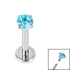 Titanium Internally Threaded Labrets 1.2mm - 3mm Titanium Claw Set Round CZ Jewel
