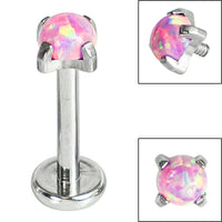 Titanium Internally Threaded Labrets 1.2mm - Titanium Claw Set Round Synth Opal
