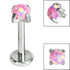 Titanium Internally Threaded Labrets 1.2mm - Titanium Claw Set Round Synth Opal