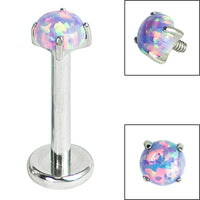 Titanium Internally Threaded Labrets 1.2mm - Titanium Claw Set Round Synth Opal